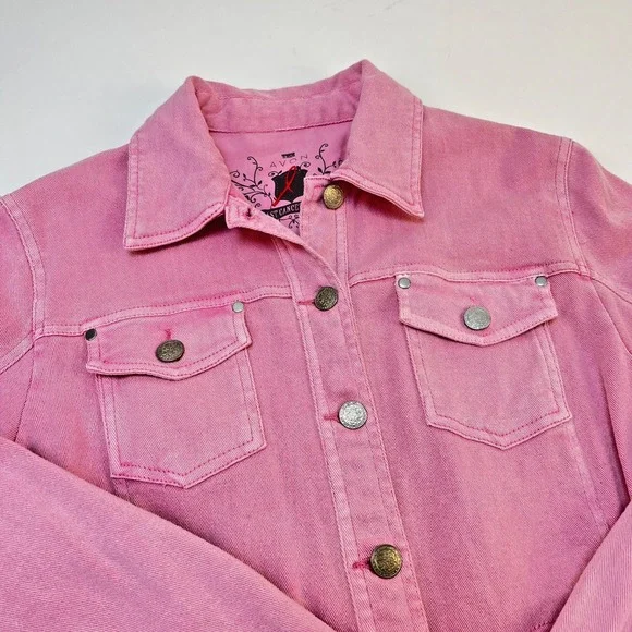 Avon Pink Denim Wear It To End It Breast Cancer Crusade Jean Jacket Womens Sz M - Picture 1 of 10